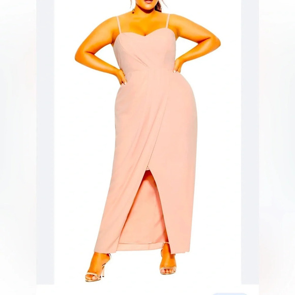 City Chic sweet Drape maxi dress size M/18 - Picture 2 of 15